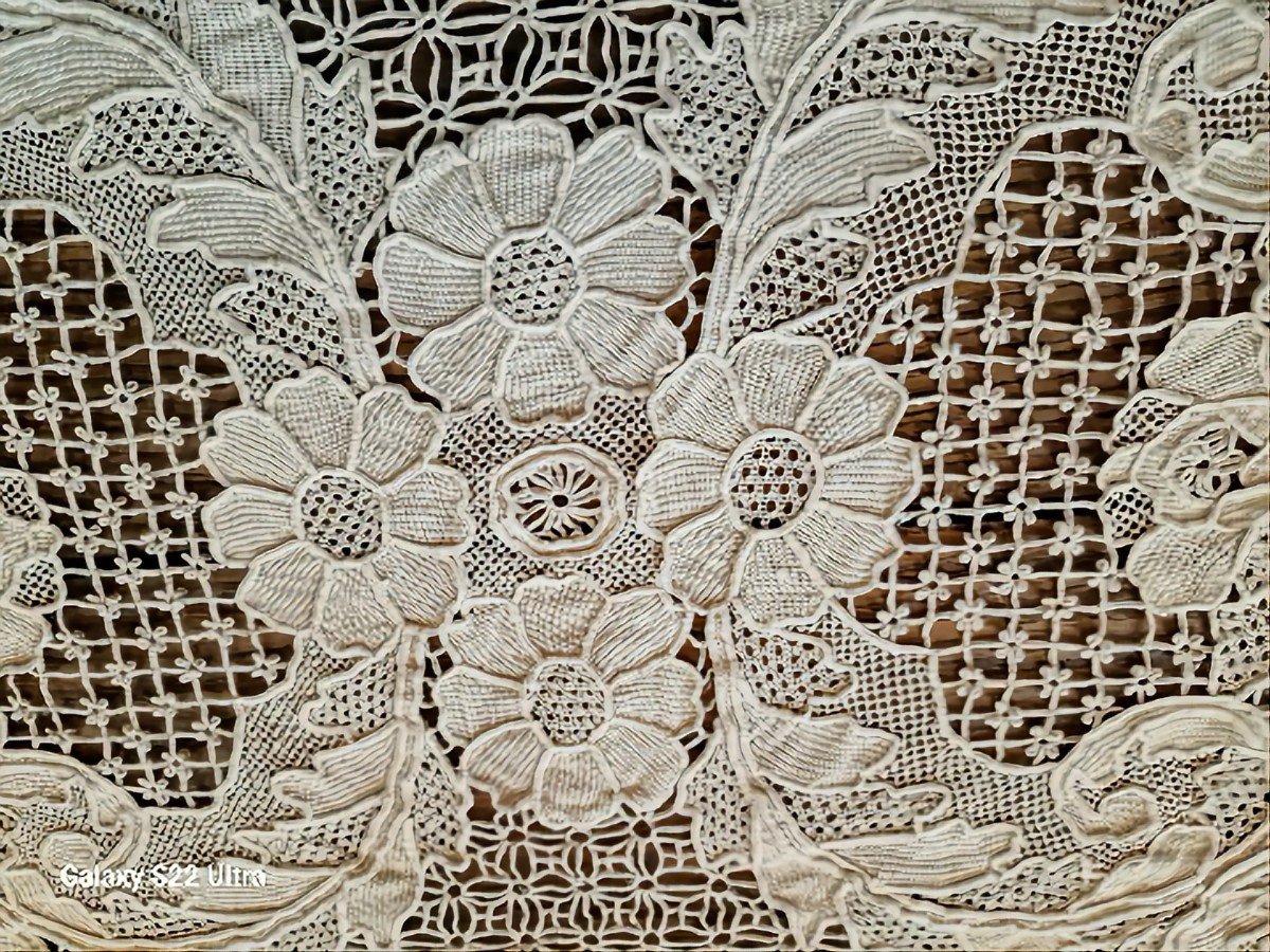 Venetian Lace Tablecloth - Ecru - Large Dimensions - 19th/20th Century-photo-1