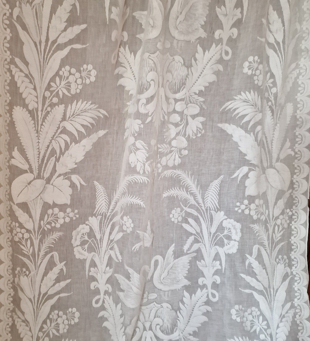 Curtain Panel Or Blind - First Third Of The 20th Century - Cotton Voile - -photo-2