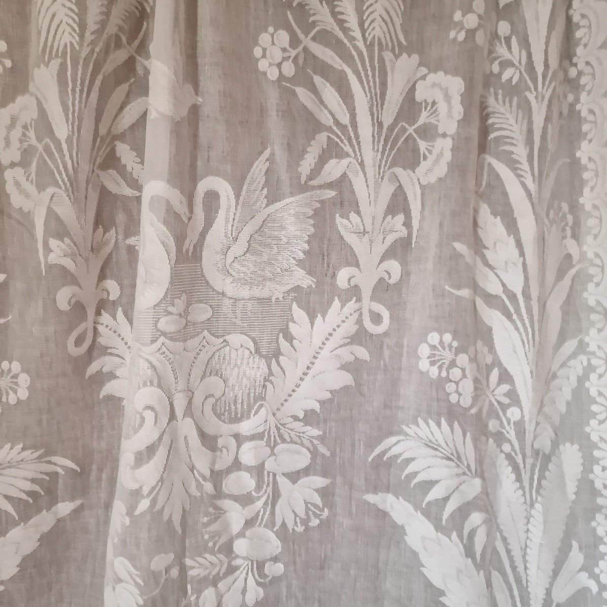 Curtain Panel Or Blind - First Third Of The 20th Century - Cotton Voile - -photo-3