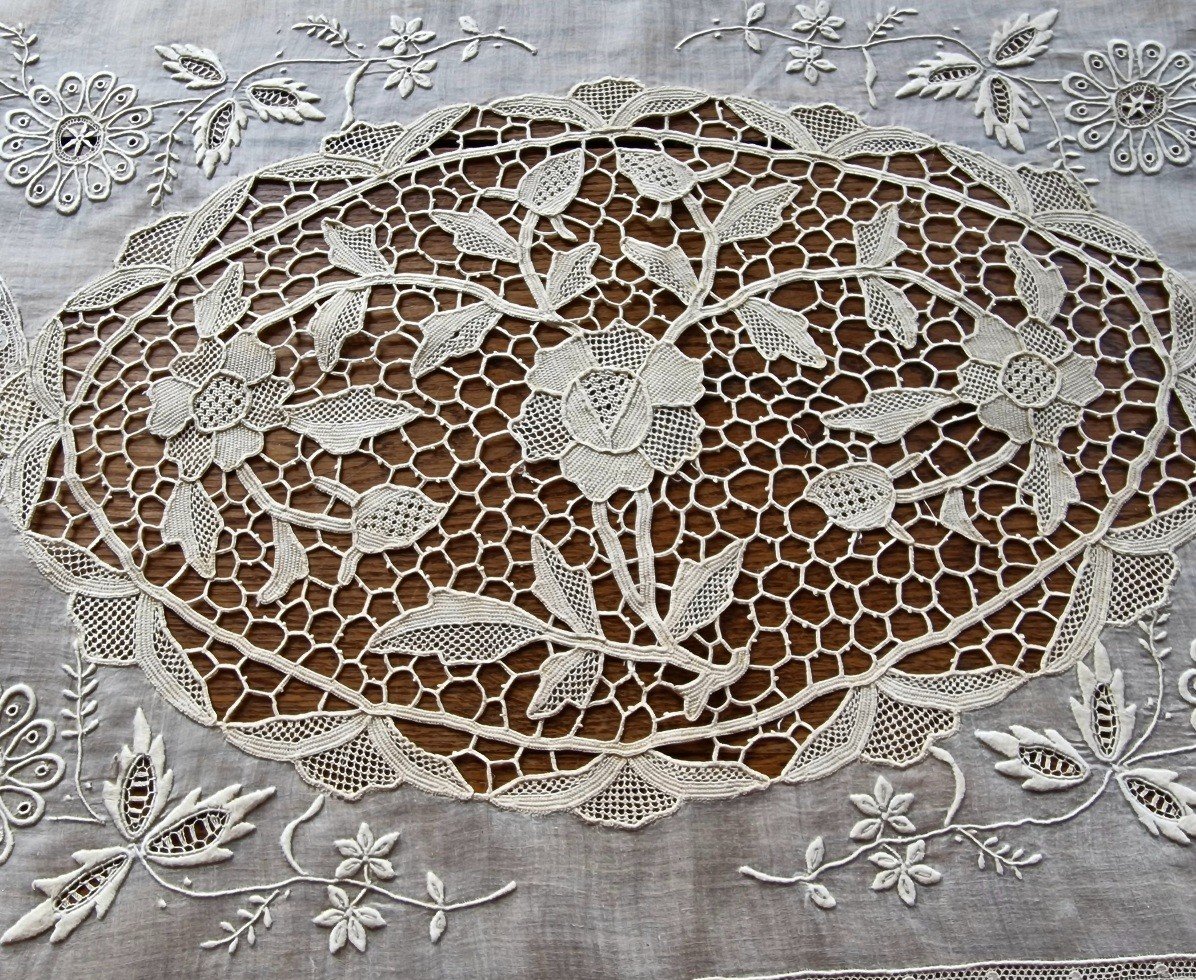 Organza Table Decor - Venice Point Lace - 19th Century Embroidery-photo-3