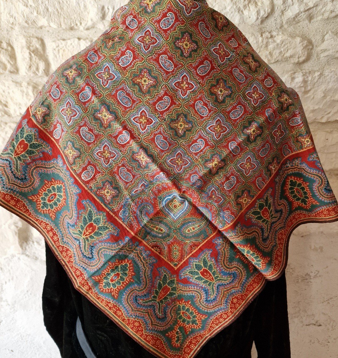 19th Century Printed Shawl - Rich Colors -photo-2