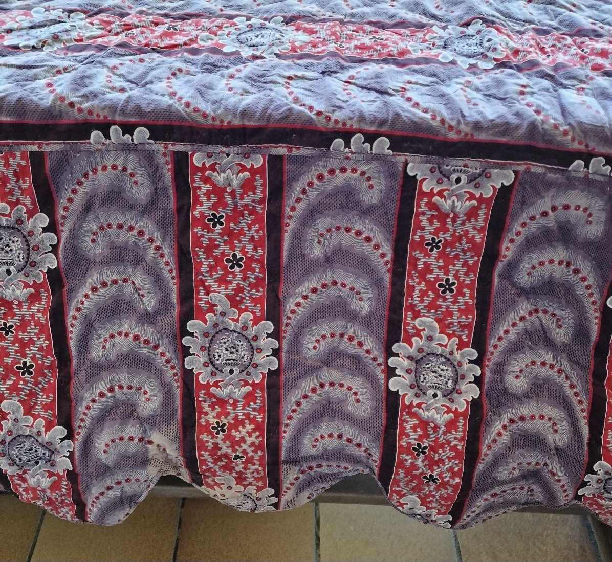 Bedspread - Printed Cotton - Medallions And "feather" Motifs 19th-photo-4