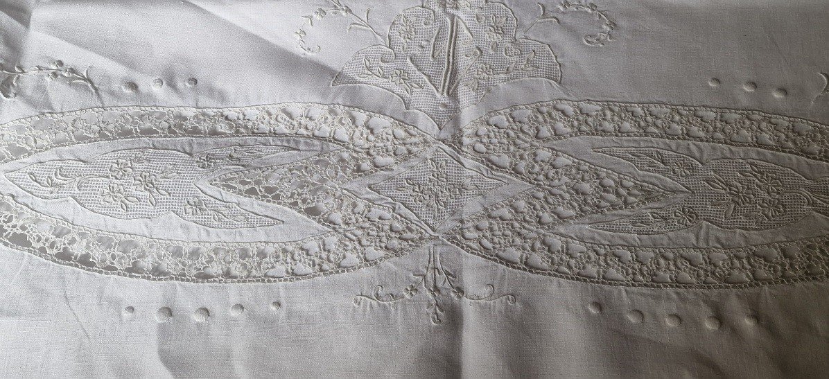Trousseau Cloth - 19th Century - Important Embroidery - Beautiful Dimensions-photo-4