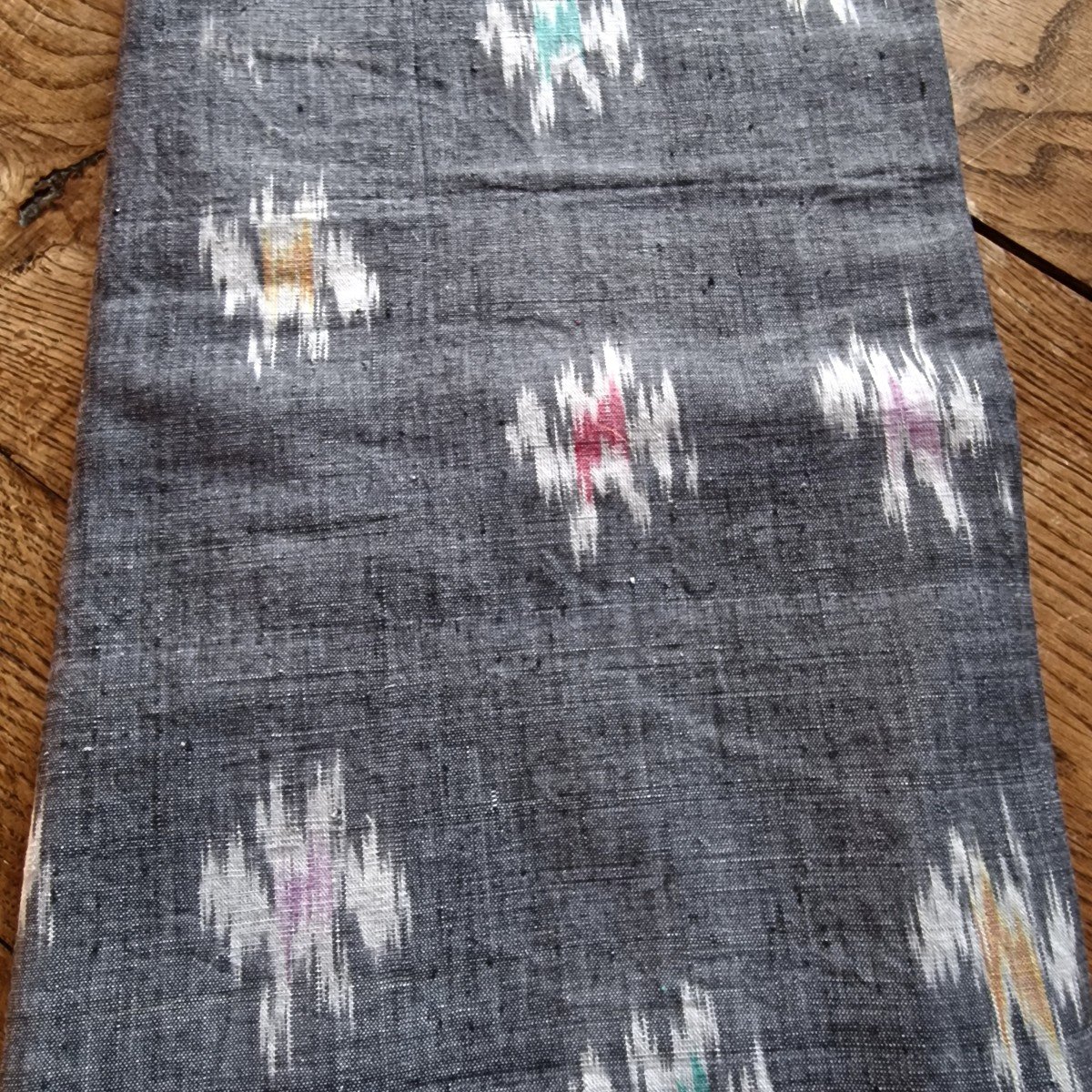 Piece Of Indigo Flame Ikat Fabric - 19th Century-photo-3