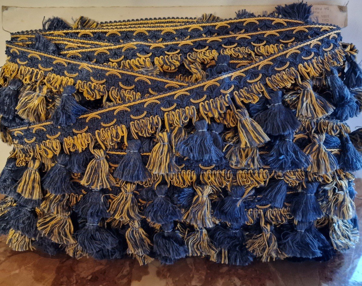 Galon De Passementerie ancien,  Soie Bleue Et Or - Fin XIXème