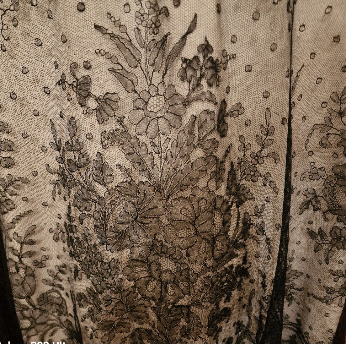 19th Century Old Lace Cape - Black --photo-2