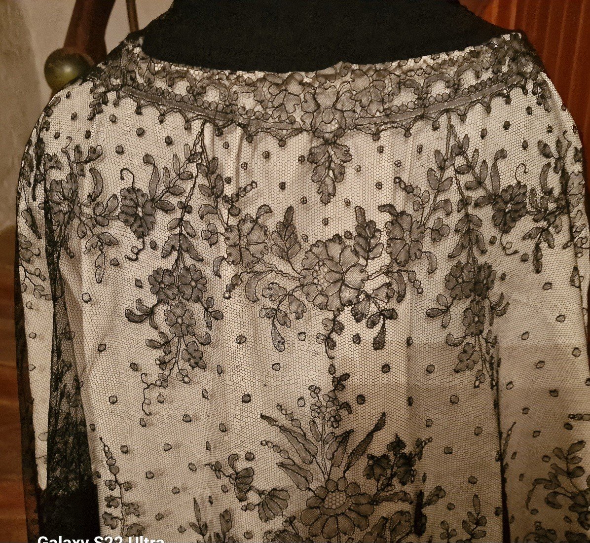 19th Century Old Lace Cape - Black --photo-3