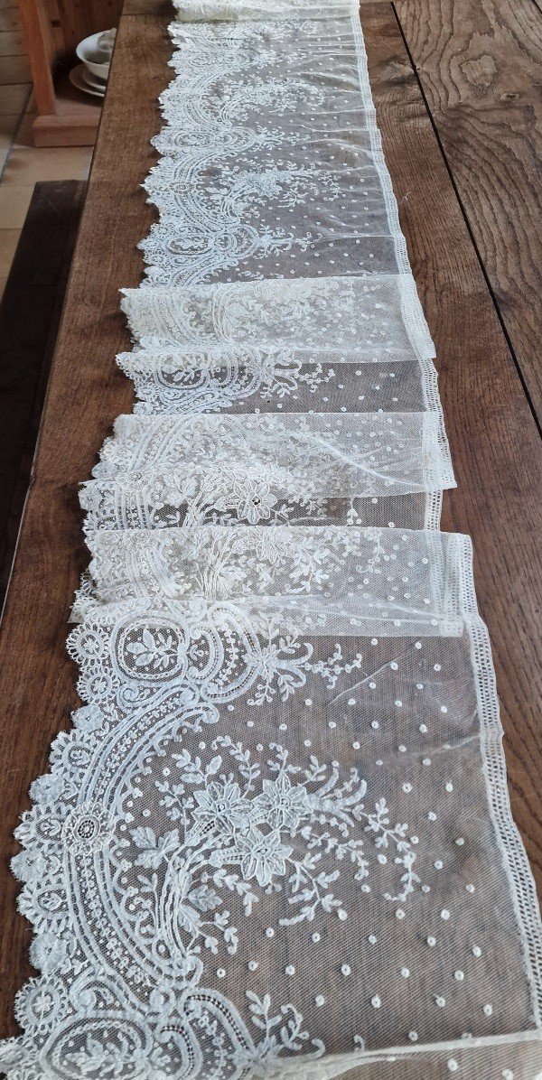 19th Century Old Lace Ruffle - Brussels Application-photo-2