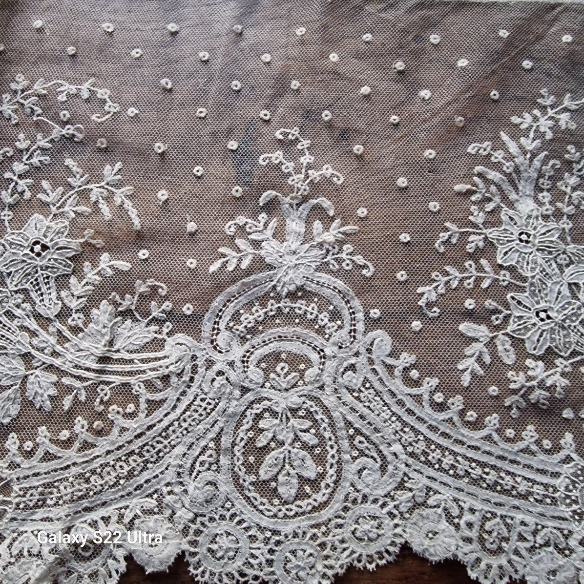 19th Century Old Lace Ruffle - Brussels Application-photo-3