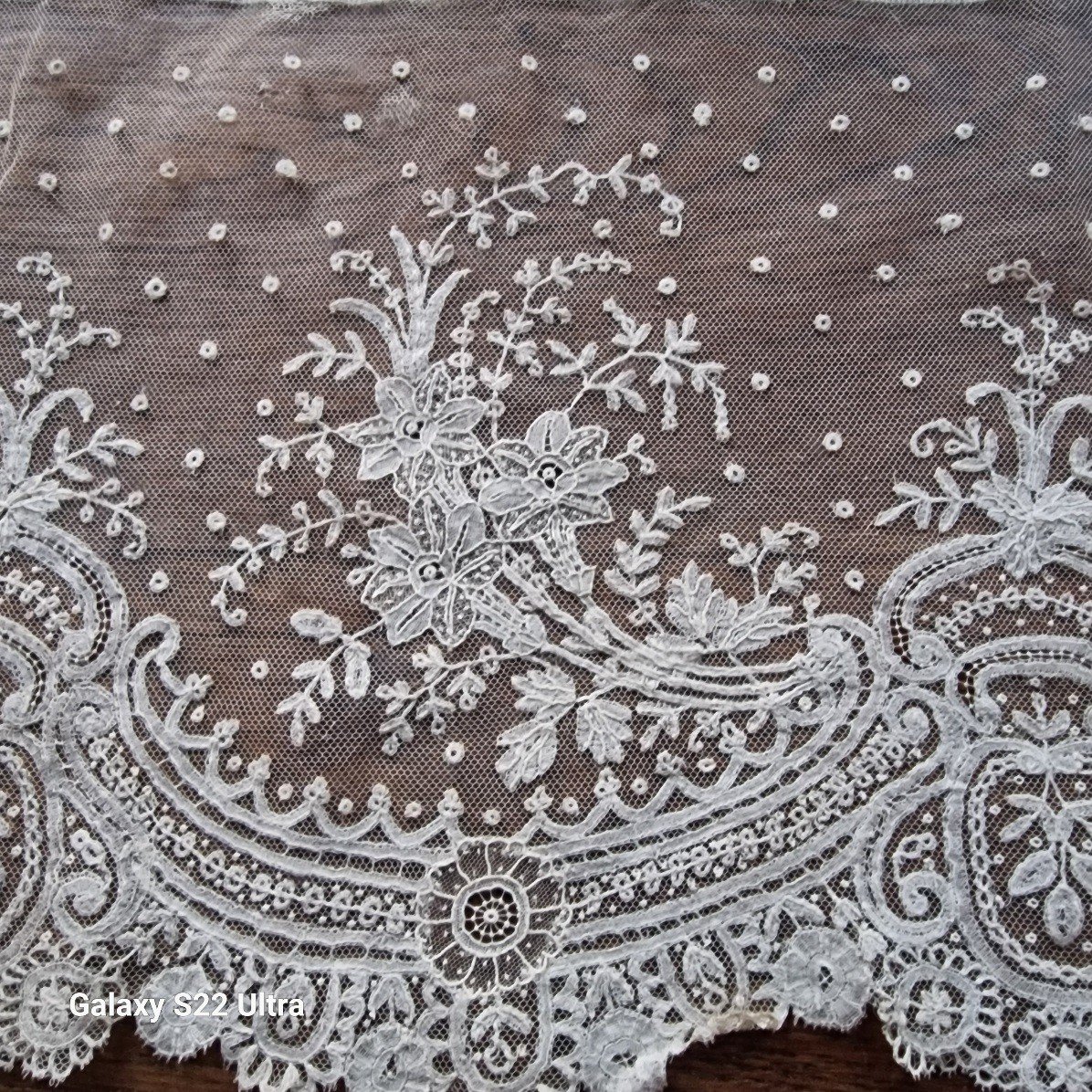 19th Century Old Lace Ruffle - Brussels Application-photo-4