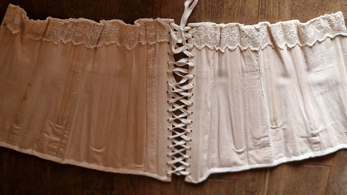 Corset Ancien XIXème - Couleur Ecrue - Broderie Anglaise-photo-2