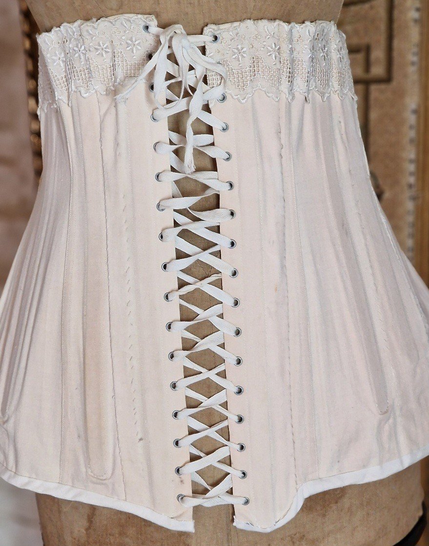 Corset Ancien XIXème - Couleur Ecrue - Broderie Anglaise