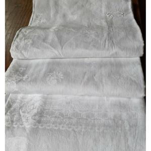 Nappe Damas  Trois Monogrammes - Gdes Dimensions - XIXème