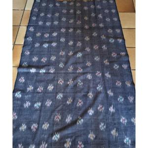 Piece Of Indigo Flame Ikat Fabric - 19th Century