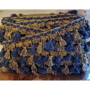 Old Passementerie Braid, Blue And Gold Silk - Late 19th Century