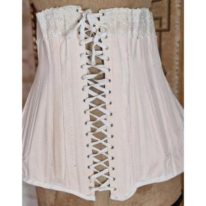 Corset Ancien XIXème - Couleur Ecrue - Broderie Anglaise