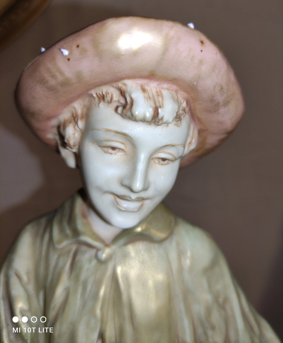 Sculpture  Royal  Dux  Bohémia   Porcelaine   Ane  Et Enfant  En  Ballade-photo-3