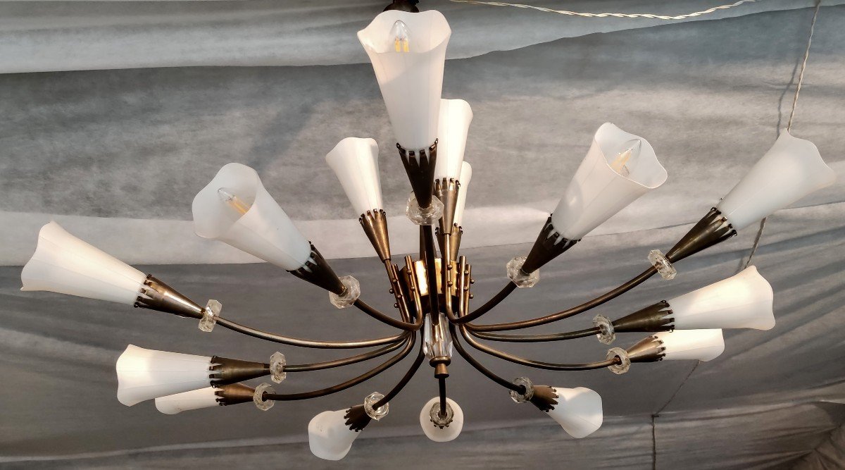 Vintage  Tulip  Chandelier   With  15  Arms Of  Light