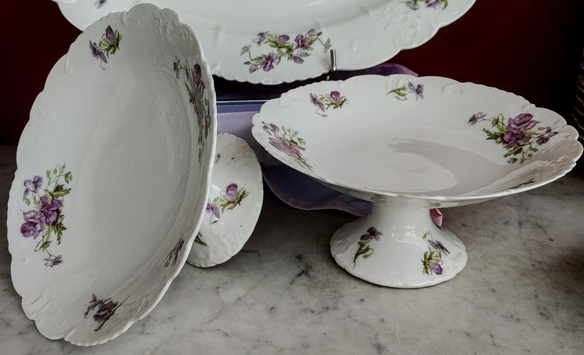 Partie  De  Service  De  Table  Vaisselle  Porcelaine  De  Paris  Fin  XIXème -photo-1