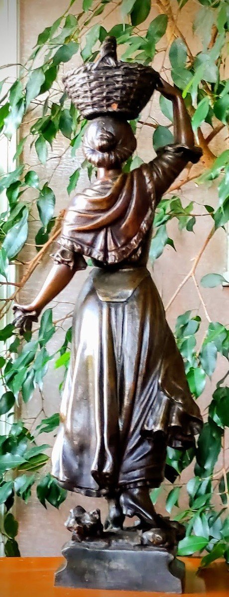 Statue  In  Spelter  Entitled  "mireille "  Signed  A.j.scotte  (1867 / 1925 )-photo-2