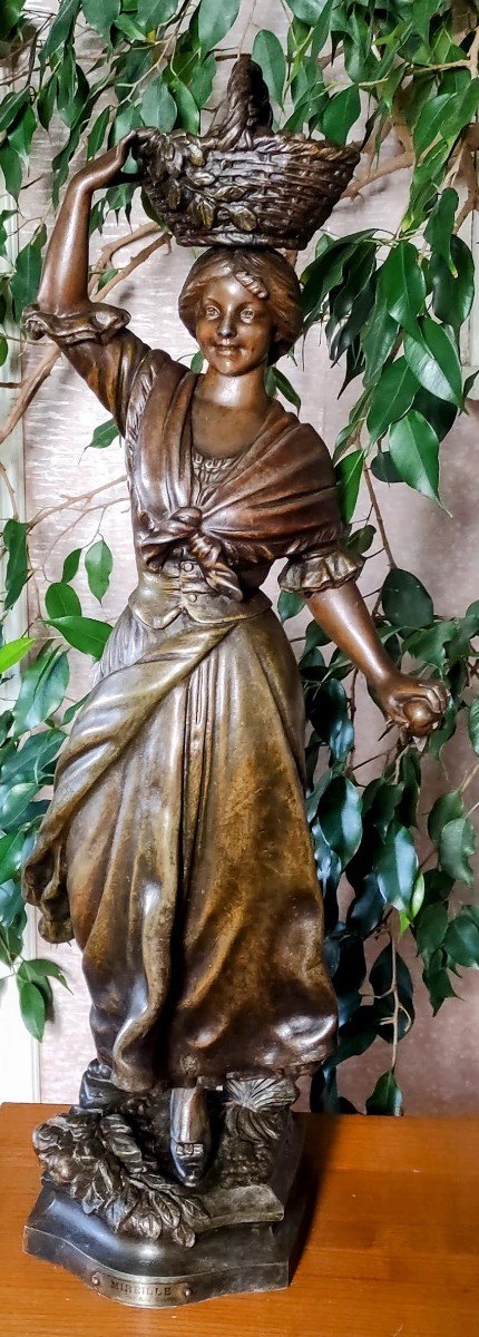 Statue  In  Spelter  Entitled  "mireille "  Signed  A.j.scotte  (1867 / 1925 )-photo-5