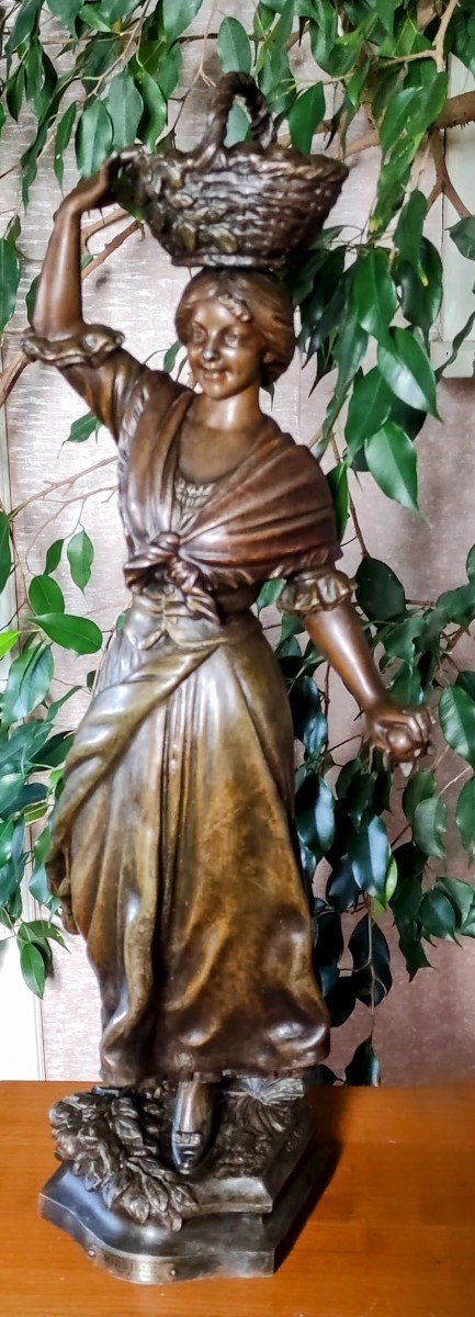 Statue  In  Spelter  Entitled  "mireille "  Signed  A.j.scotte  (1867 / 1925 )