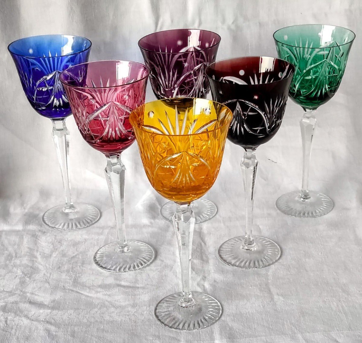 Set Of 6 Rohmer Crystal Wine Glasses