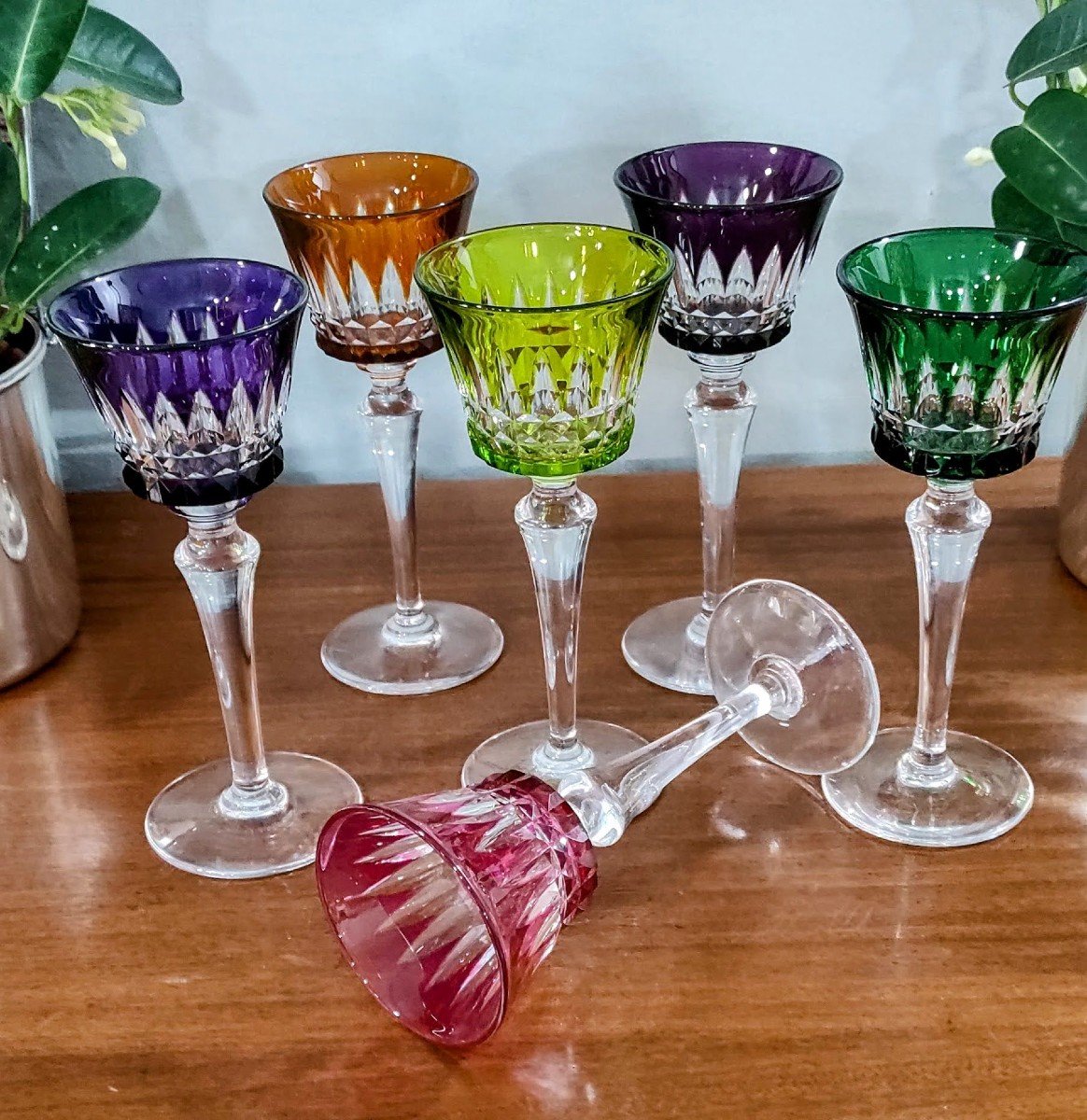 Série  De  6  Verres  Cristal  Baccarat  Couleur  Modèle  Piccadilly-photo-2