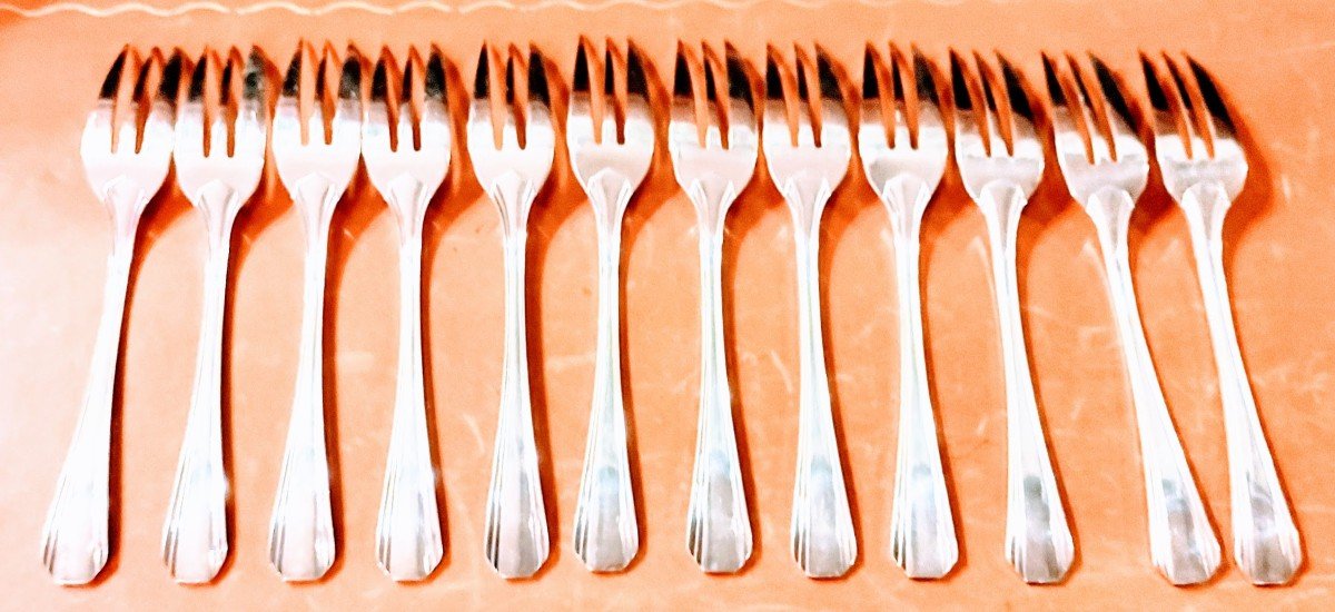 12 Christofle Dessert Forks Boreal Model-photo-3