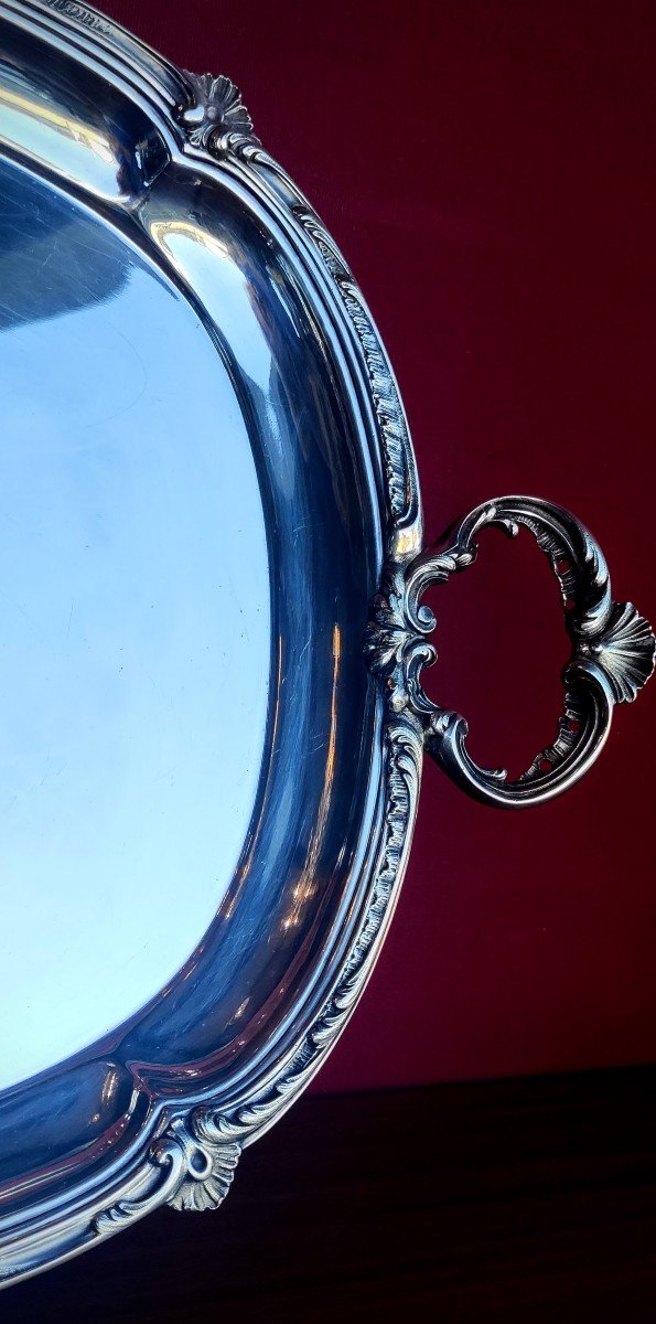 Christofle Louis XV Style Silver Plated Metal Tray-photo-2