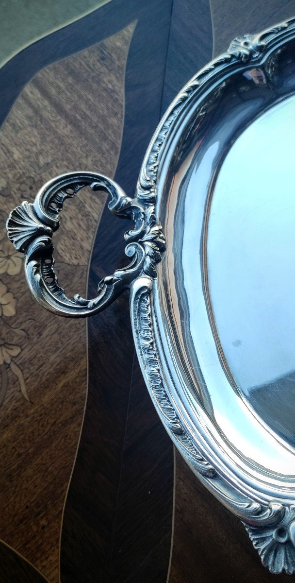 Christofle Louis XV Style Silver Plated Metal Tray-photo-3