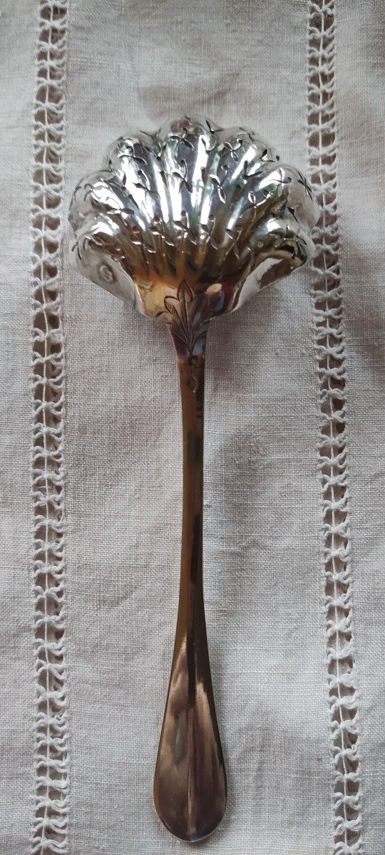 19th Century Solid Silver Sprinkling Spoon-photo-3