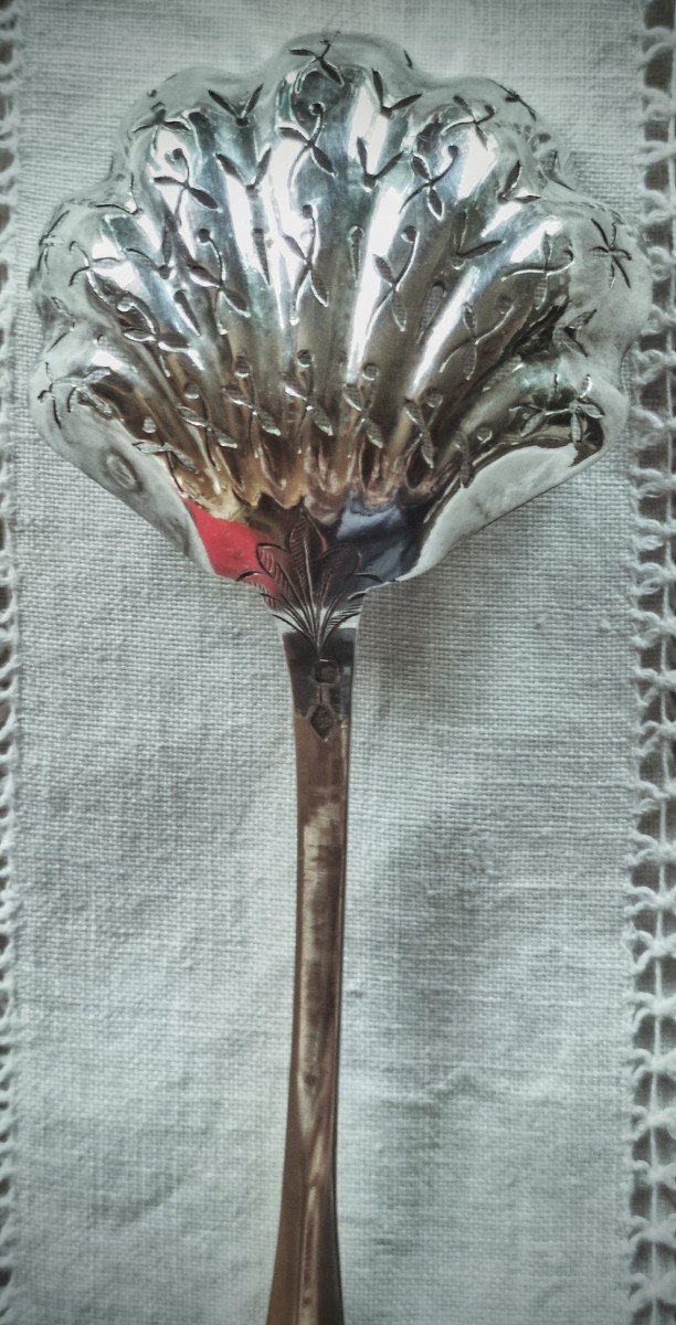 19th Century Solid Silver Sprinkling Spoon-photo-1