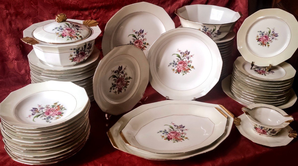 63 Piece Limoges Porcelain Dinnerware Set -photo-2