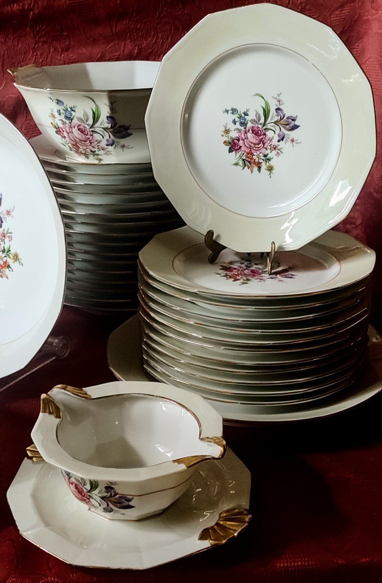 63 Piece Limoges Porcelain Dinnerware Set -photo-2