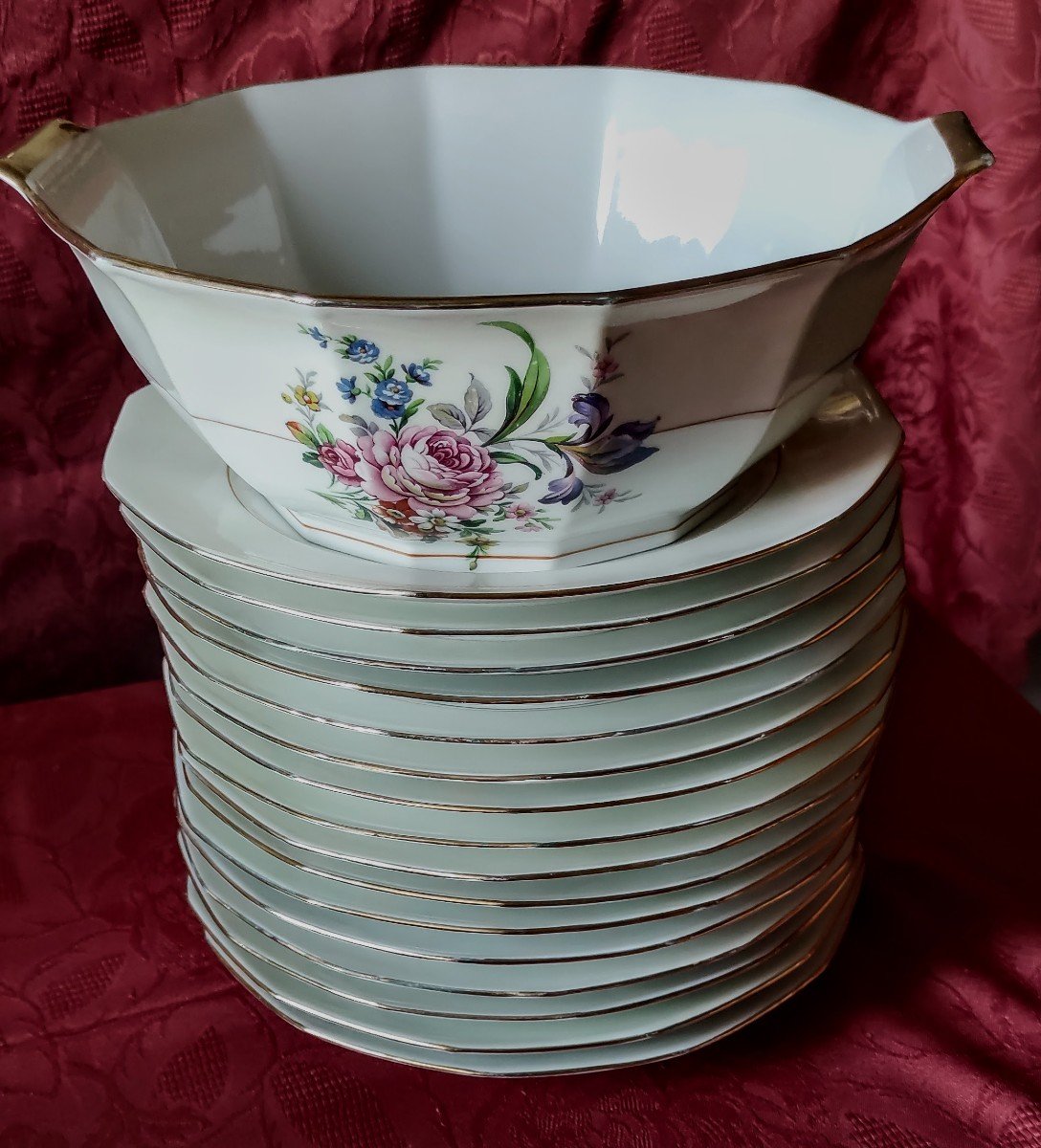 63 Piece Limoges Porcelain Dinnerware Set -photo-6