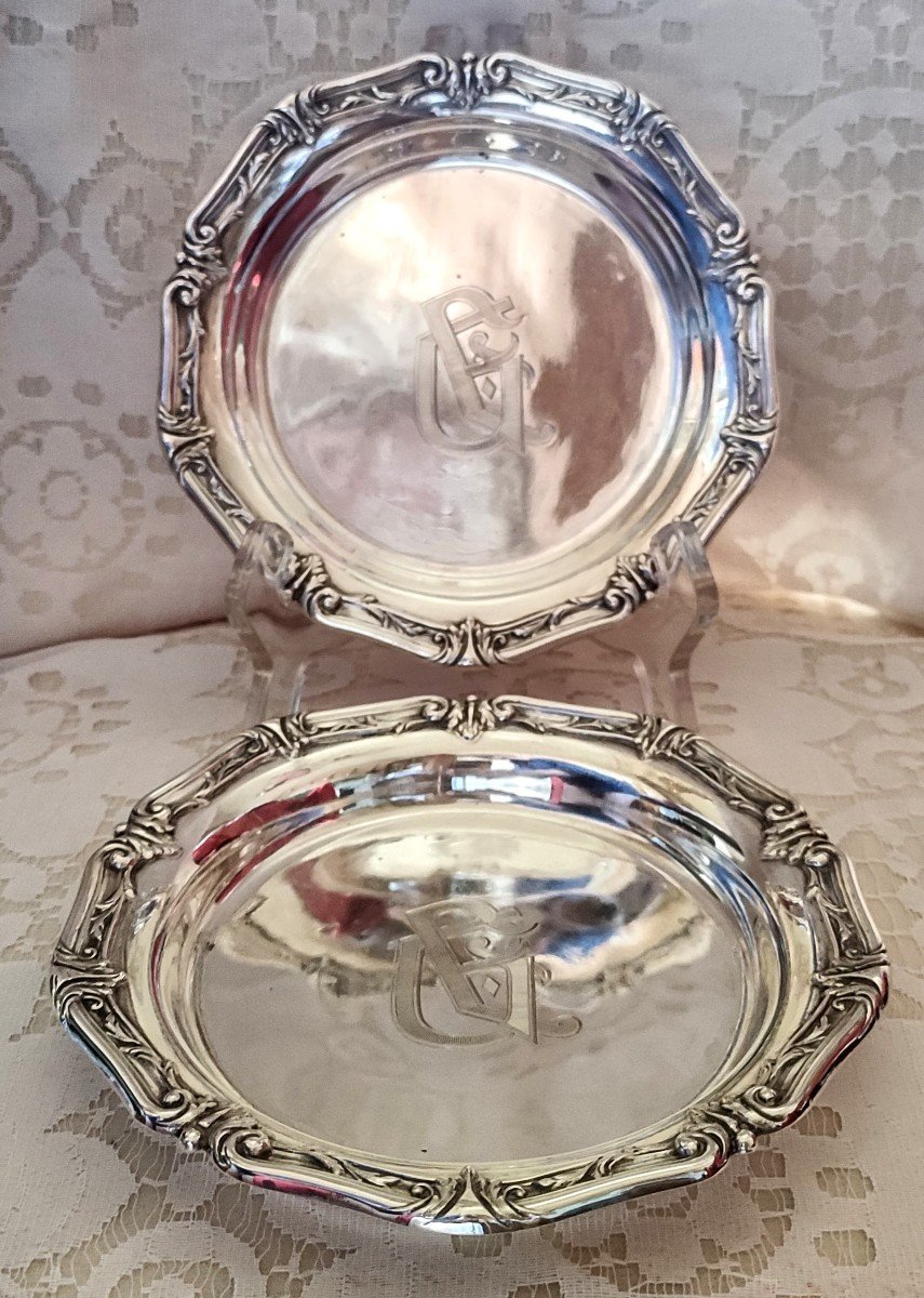 Pair Of Solid Silver Louis XV Style Bottle Coasters-photo-3