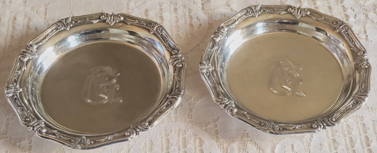 Pair Of Solid Silver Louis XV Style Bottle Coasters