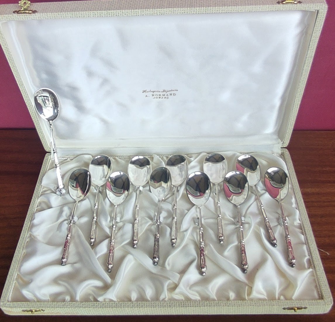 12 Sfam Silver Metal Ice Cream Spoons-photo-2