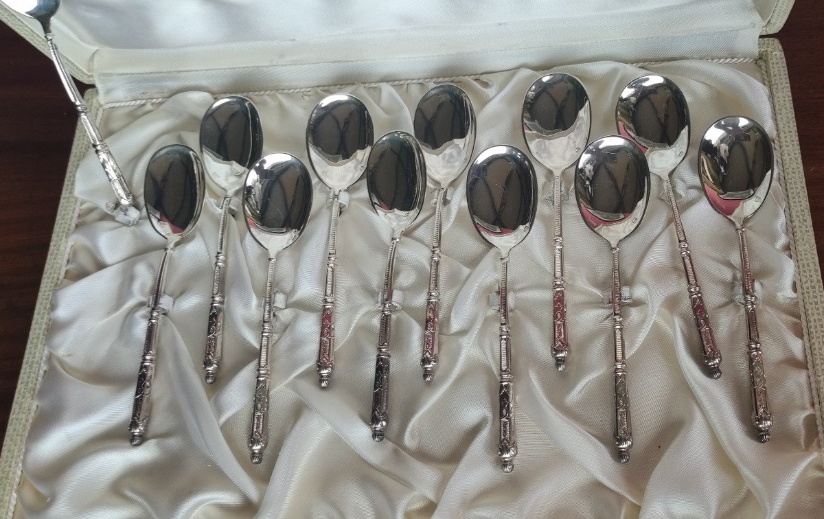 12 Sfam Silver Metal Ice Cream Spoons-photo-3