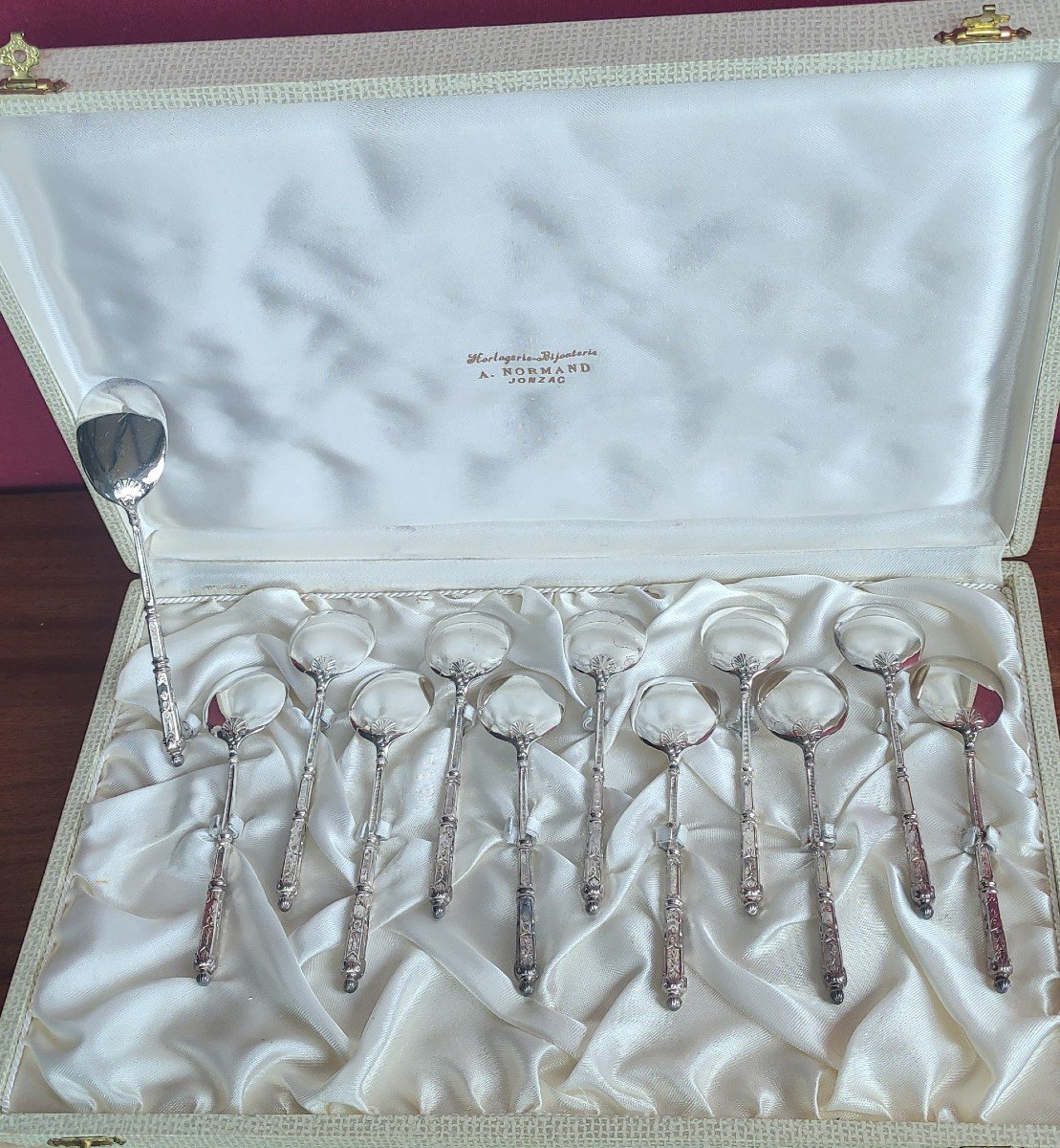 12 Sfam Silver Metal Ice Cream Spoons-photo-4