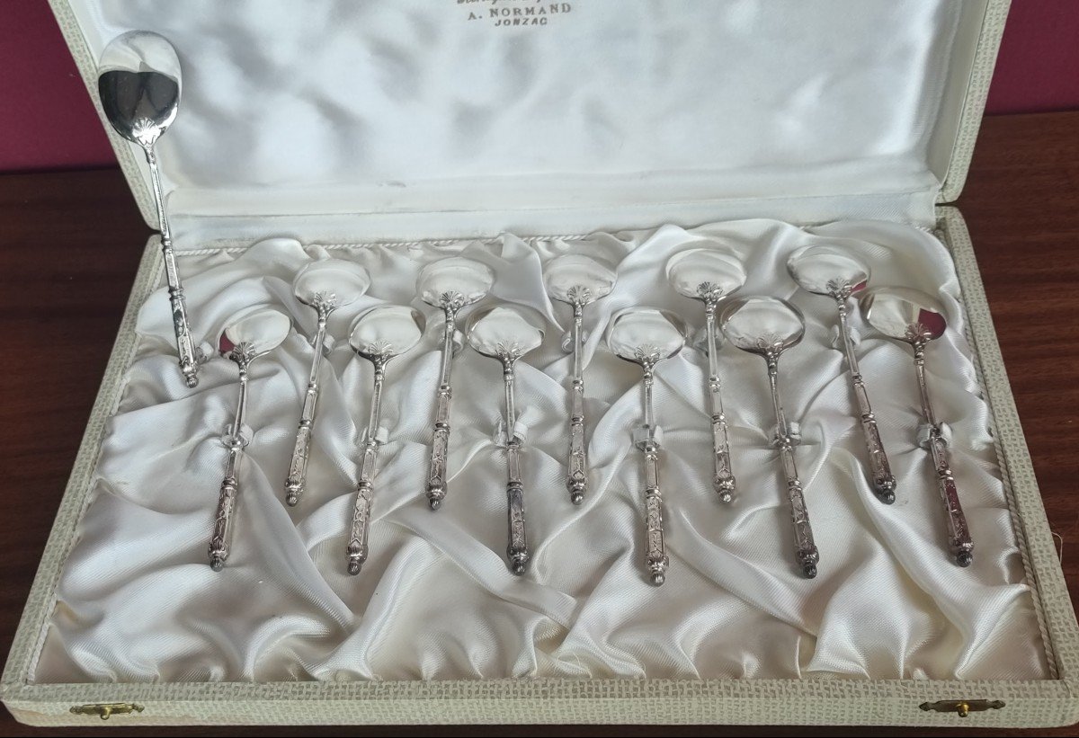 12 Sfam Silver Metal Ice Cream Spoons