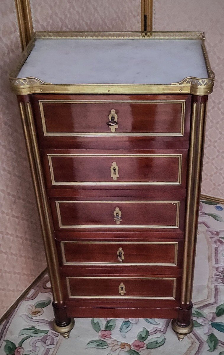 Petit  Chiffonnier  En  Acajou  De  Style  Louis  XVI   Fin  XIXème-photo-2