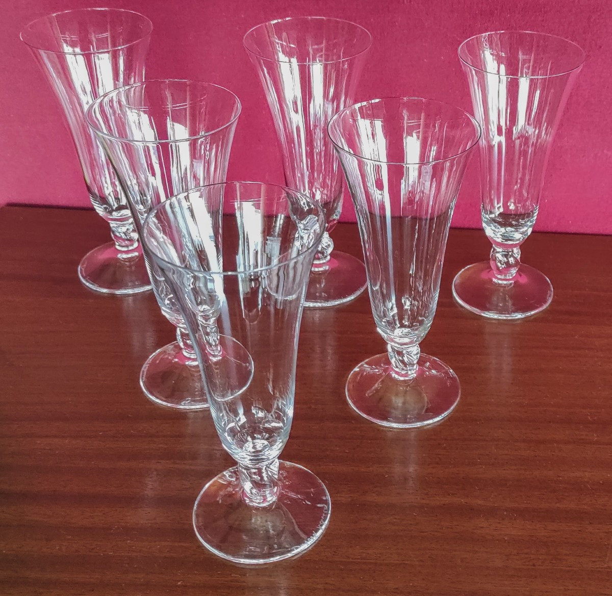 Set Of 6 Daum Orval Champagne Glasses