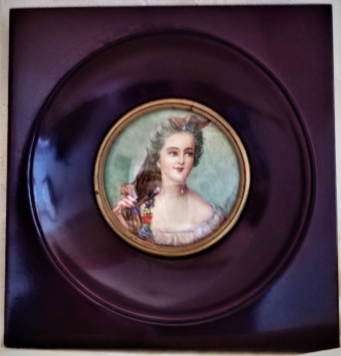 Miniature  Sur  Ivoire   Portrait  De Mme  De   Pompadour-photo-3