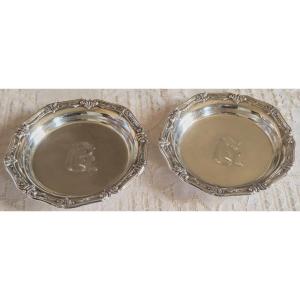 Pair Of Solid Silver Louis XV Style Bottle Coasters