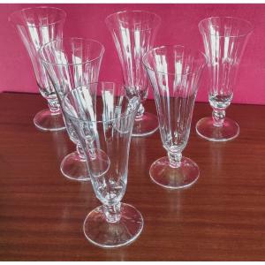 Set Of 6 Daum Orval Champagne Glasses