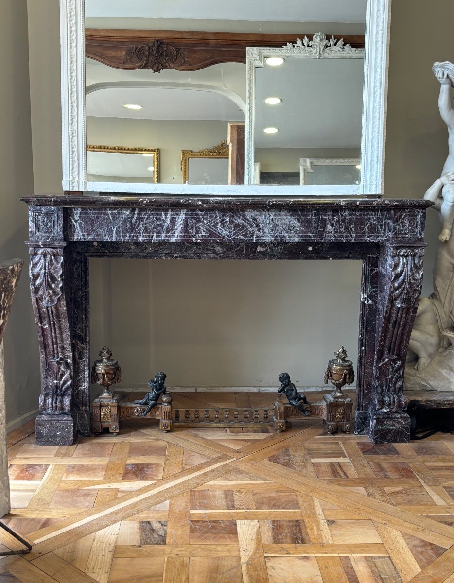 Elegant Pair Of Antique Empire Style Fireplaces Made In Levanto Marble Late 19th Century-photo-2