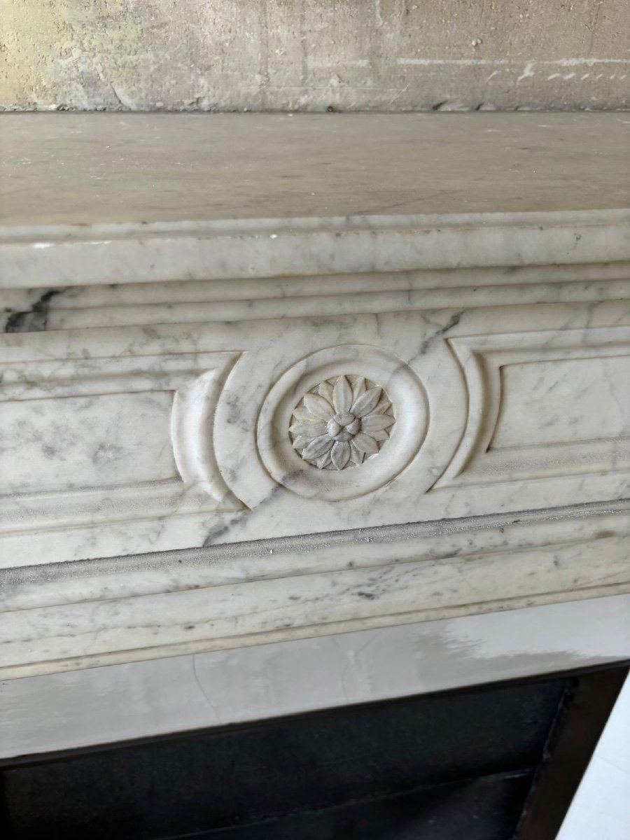 Pretty Small Antique Louis XVI Style Fireplace In Carrara Marble Late 19th Century-photo-2