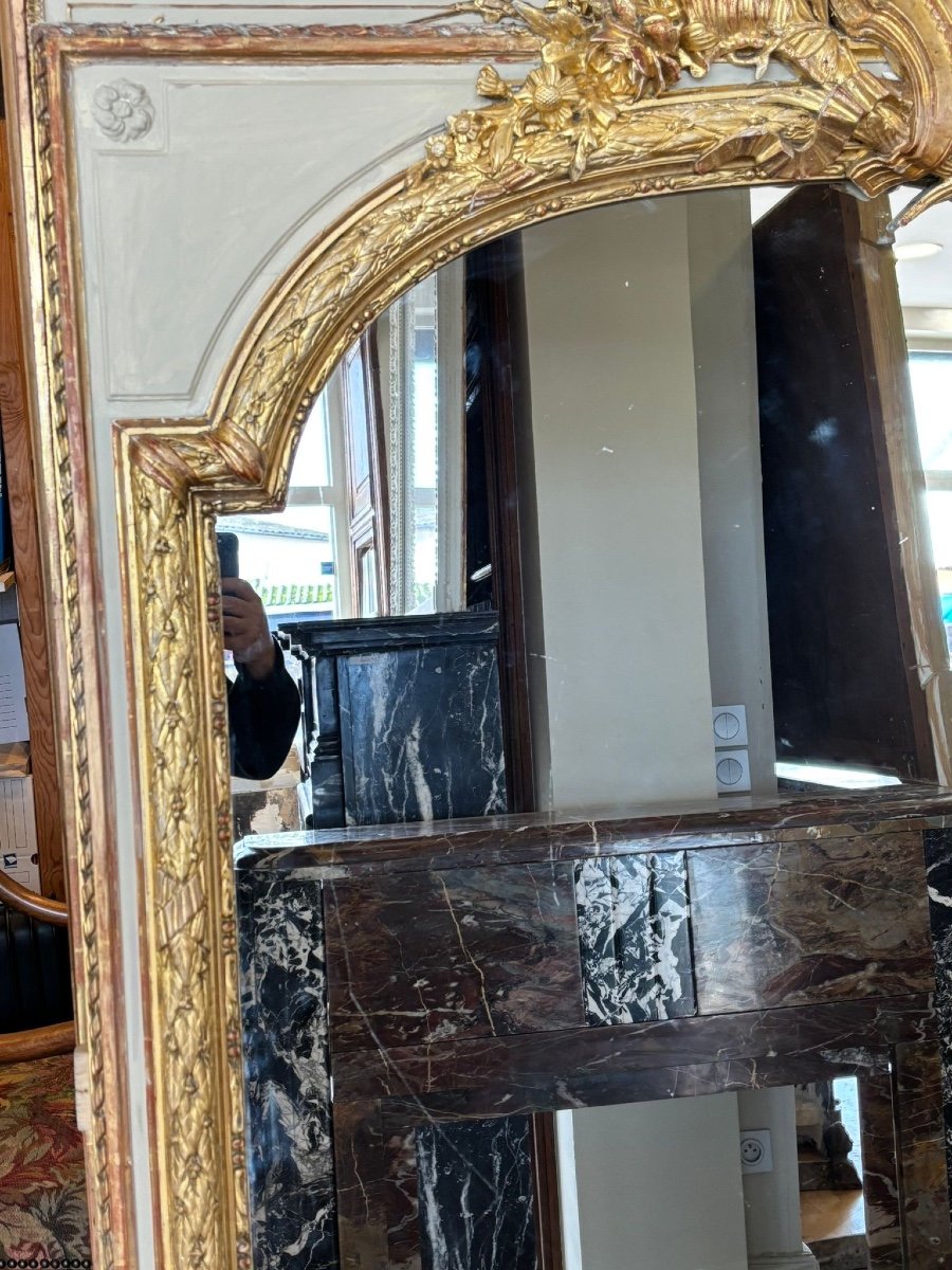 Beautiful Richly Carved Gilded Mirror In Louis XVI Style Dating From The End Of The 19th Century -photo-4